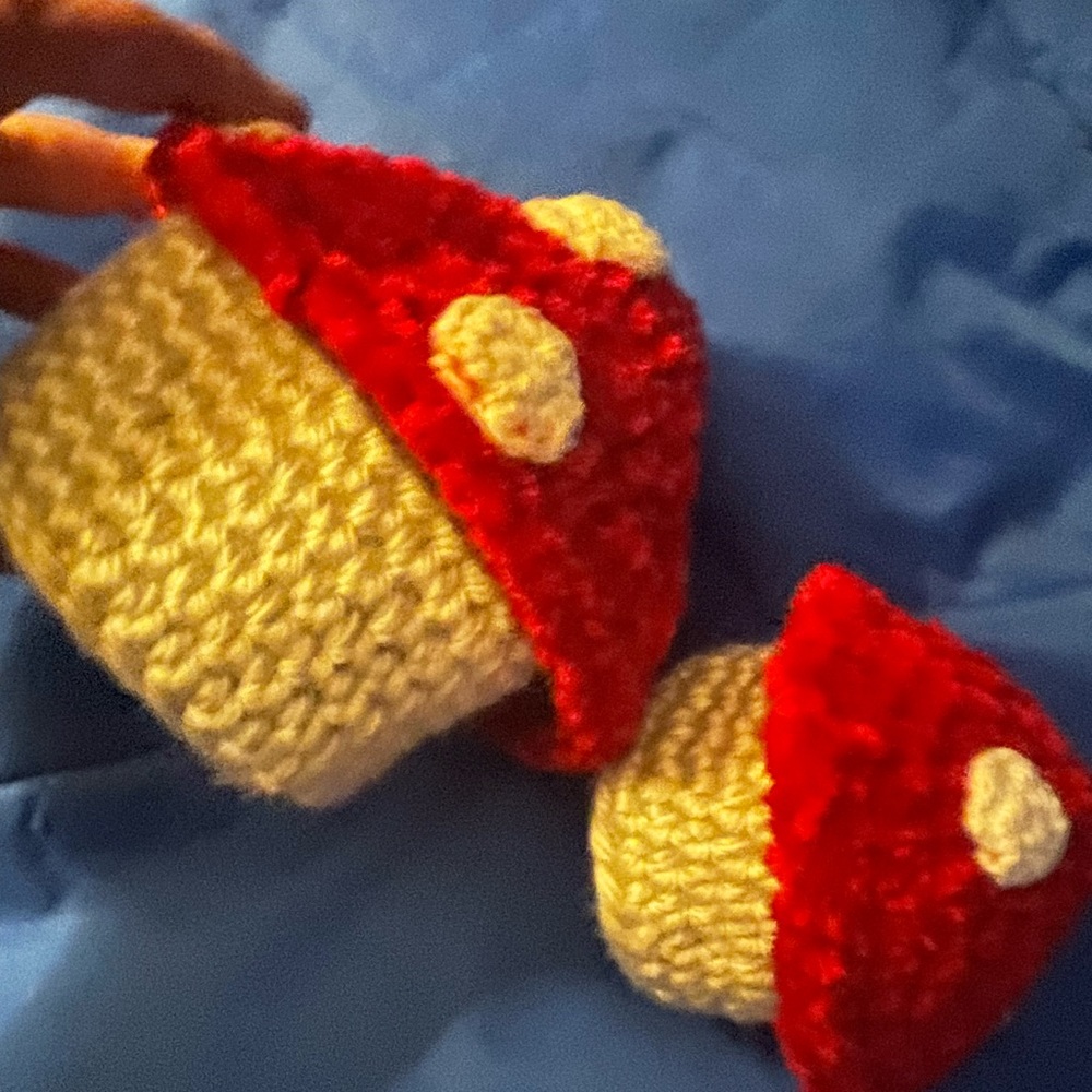 Two piece set mushrooms with removable tabs for storage
